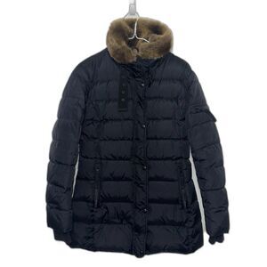 S13 New York Down Filled Faux Fur Collar Puffer Coat - Black S